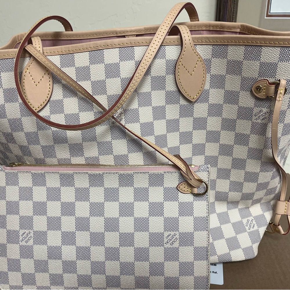 Louis Vuitton Cream and Brown Tote Bags with Leather Trim
